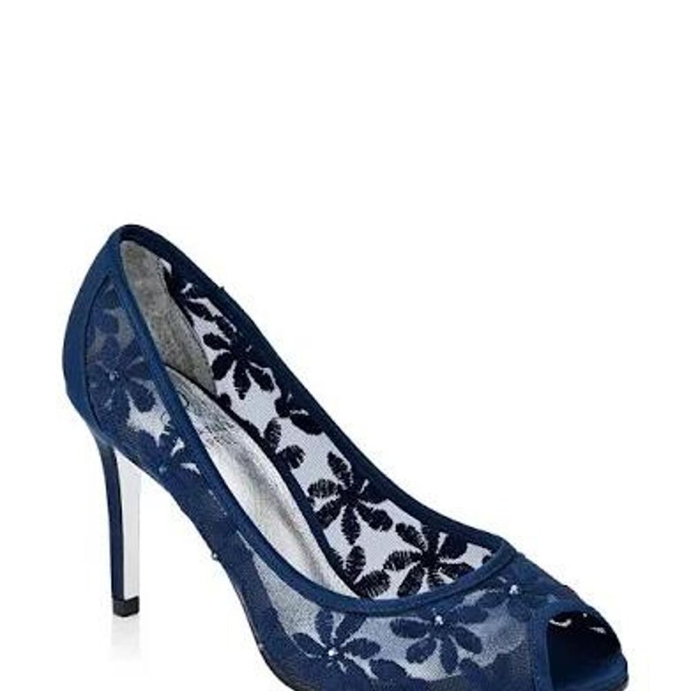 NIB Adrianna Papell Womens Frances navy Sophia Mesh Heels Size 7.5 Retail +$100